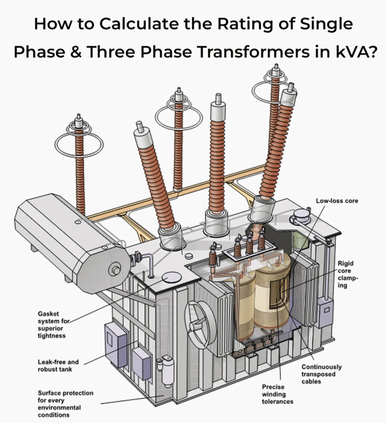 How to Calculate the Rating of Single Phase & Three Phase Transformers in kVA.