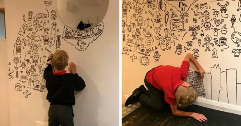 After often getting in trouble for doodling in class, a 9-year-old child now gets a job using his drawings to decorate a restaurant.